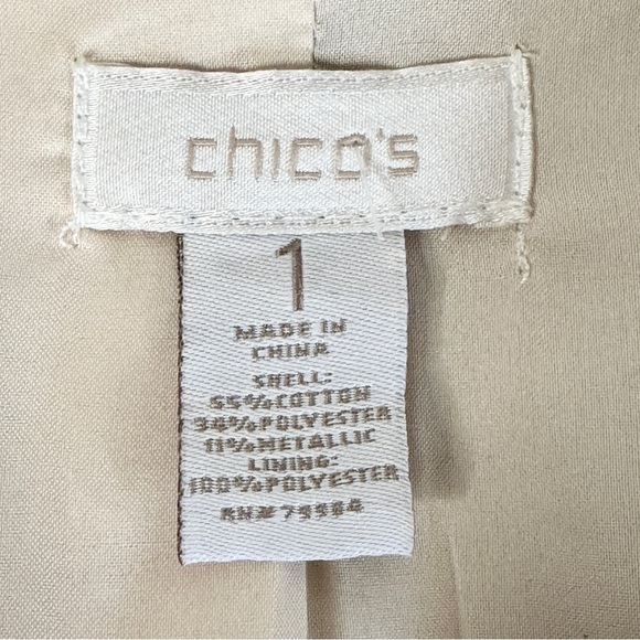 Chico’s Cobra Jaquard Print Metallic Blazer Gold Chicos size 1, size medium - Picture 10 of 12